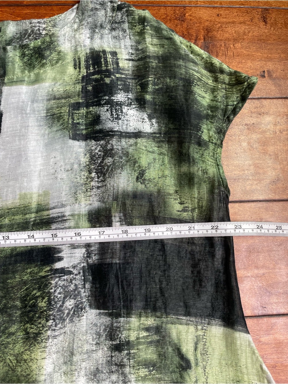 Bryn Walker 80% linen 20% silk semi sheer lagenlook abstract art to wear top M - Picture 12 of 13